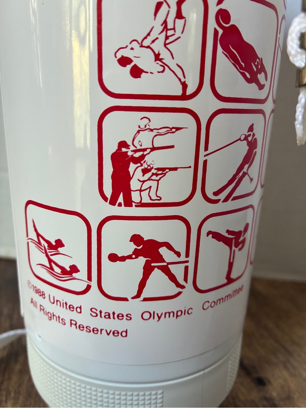 VTG Tiger Vacuum Thermos Bottle 1992 Olympics USA Mikasa Japan Strap RARE - Picture 3 of 10